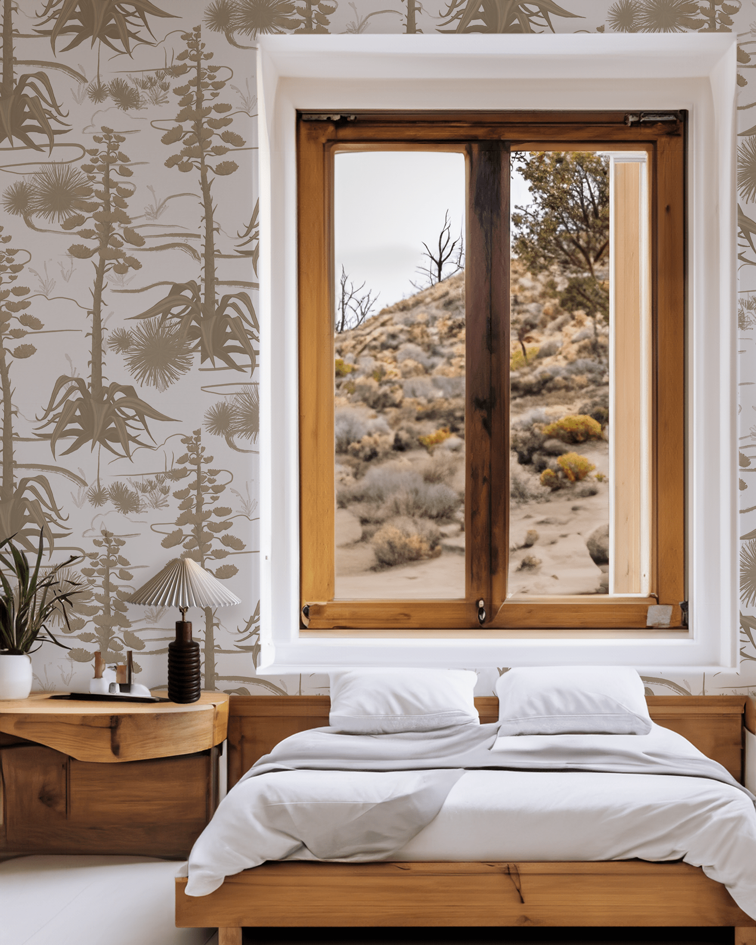 Agave Valley Wallpaper, white and tan - mosswell.us