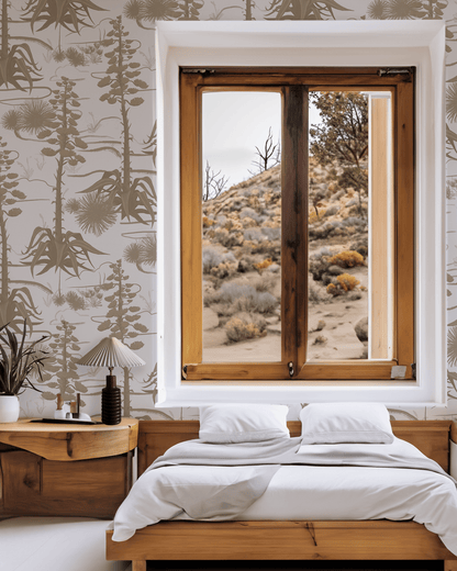 Agave Valley Wallpaper, white and tan - mosswell.us