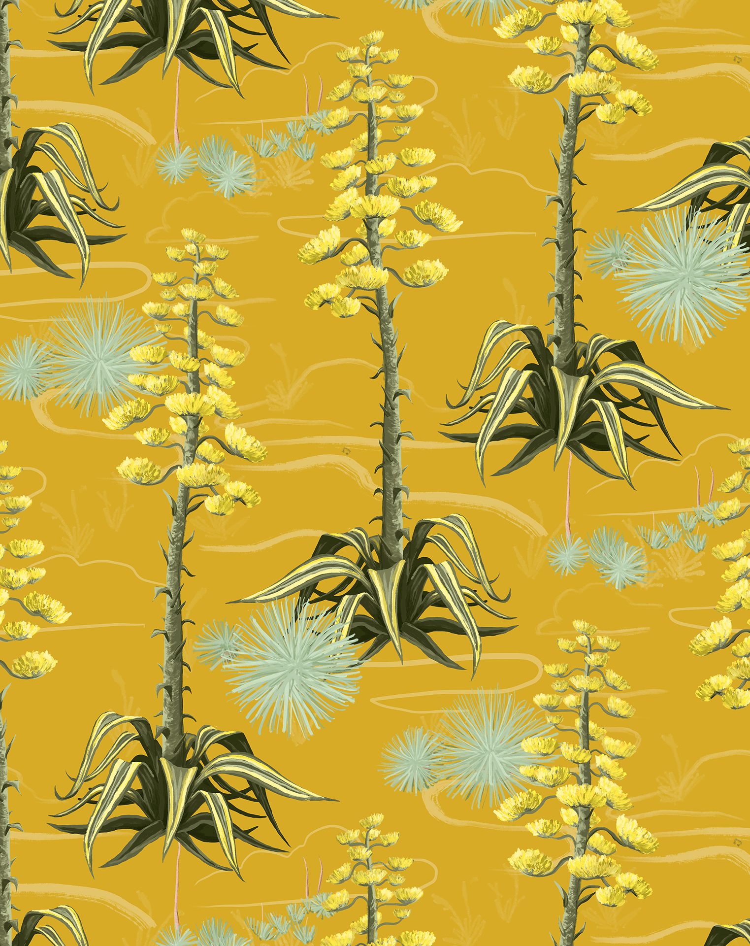 Agave Valley Wallpaper, yellow - mosswell.us