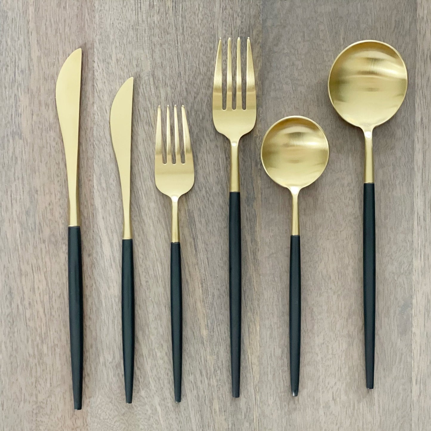 Altin 6 Piece Flatware Set - Black and Gold - mosswell.us