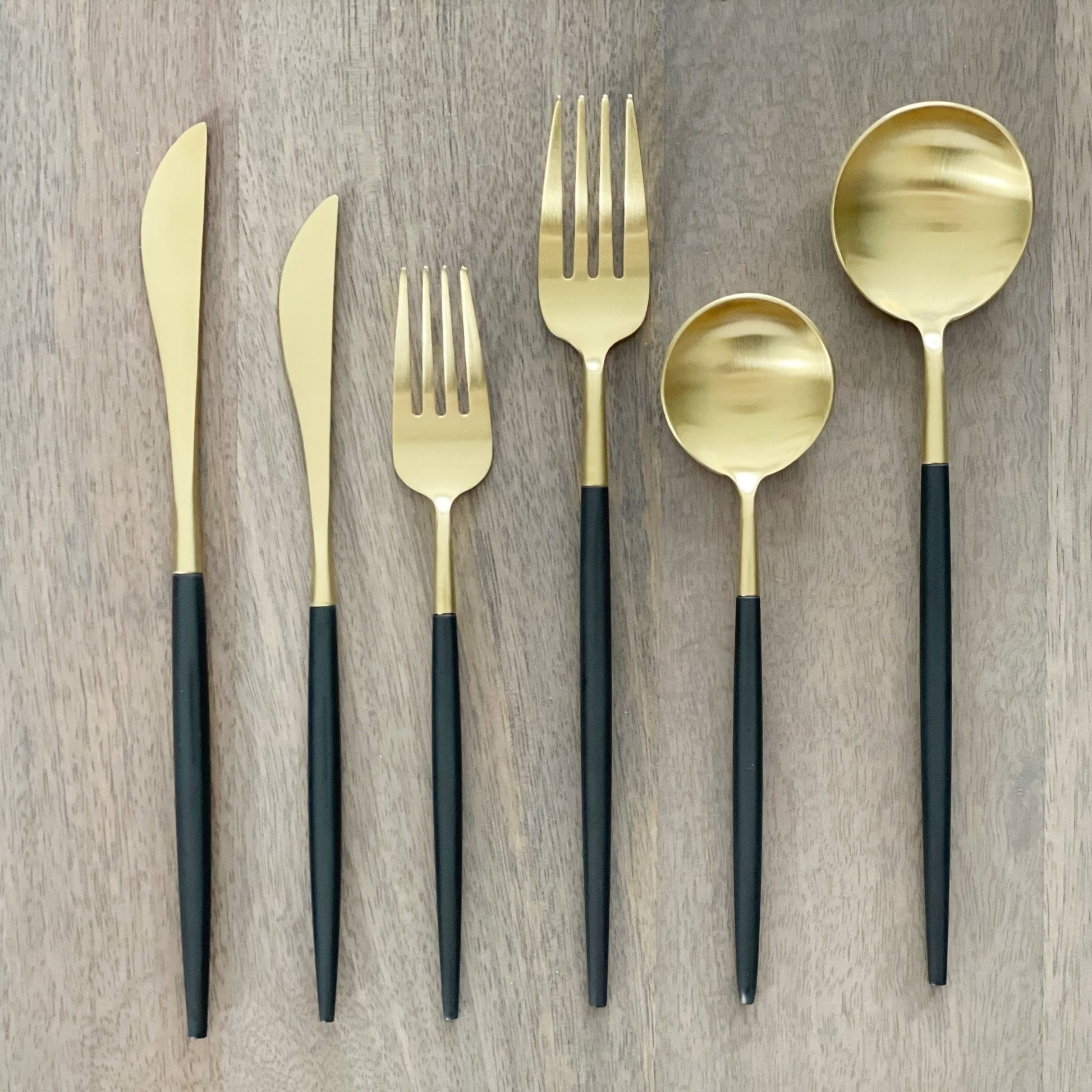 Altin 6 Piece Flatware Set - Black and Gold - mosswell.us
