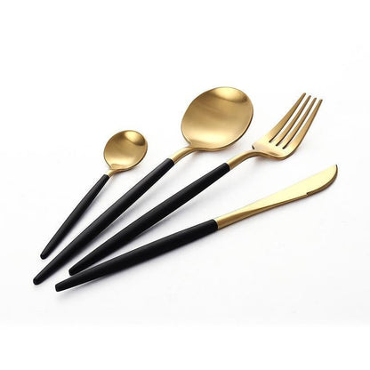 Altin 6 Piece Flatware Set - Black and Gold - mosswell.us