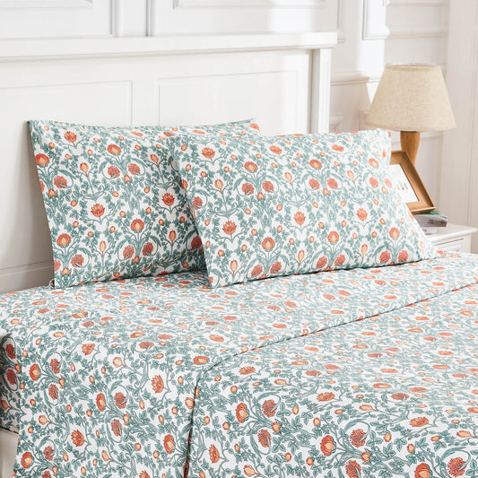 Arts & Crafts Floral Printed Sheet Set - mosswell.us