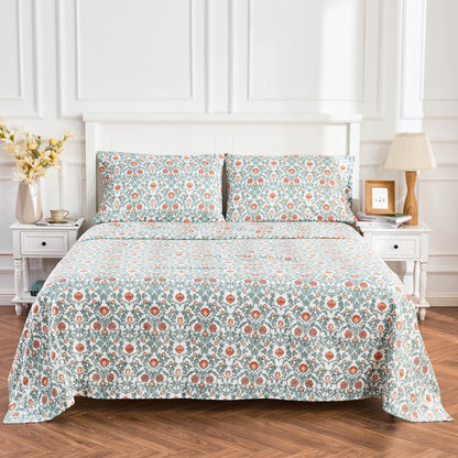Arts & Crafts Floral Printed Sheet Set - mosswell.us