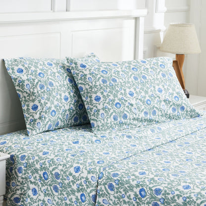 Arts & Crafts Floral Printed Sheet Set - mosswell.us