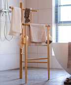 Ash Wood Bath Towel Rack Freestanding Rack for Bathroom - mosswell.us