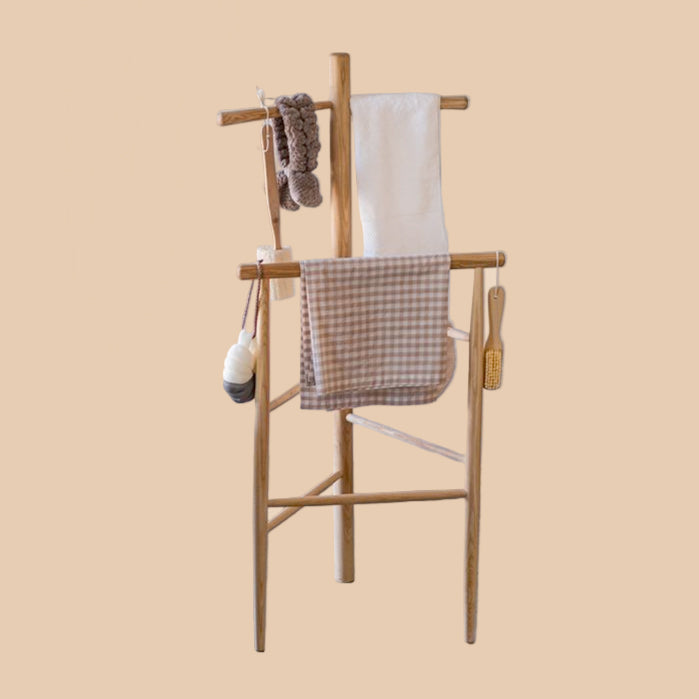 Ash Wood Bath Towel Rack Freestanding Rack for Bathroom