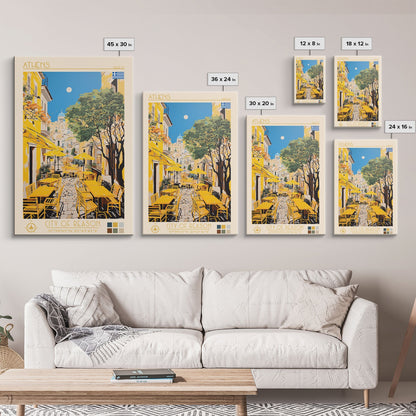 Athens Greece Travel Poster Framed Canvas Print, Midcentury Modern Art, Pop Art Wall Decor, Home Decor, Vacation Gift, Living Room Art - mosswell.us