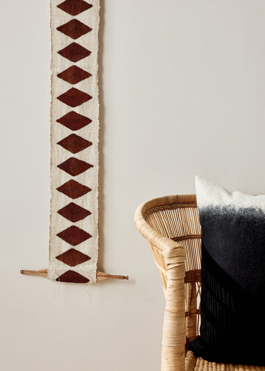 Balance Bogolan Totem in White with Brown Diamonds - mosswell.us