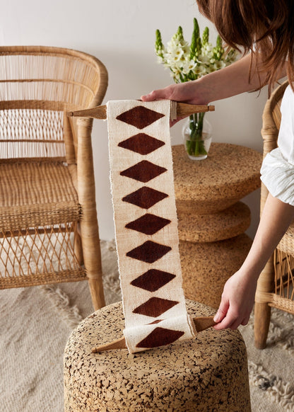 Balance Bogolan Totem in White with Brown Diamonds - mosswell.us