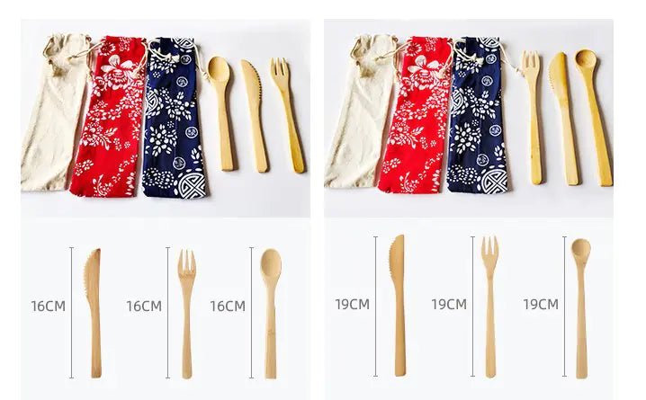 Bamboo Cutlery Set - Japanese Style Dining Utensils - mosswell.us