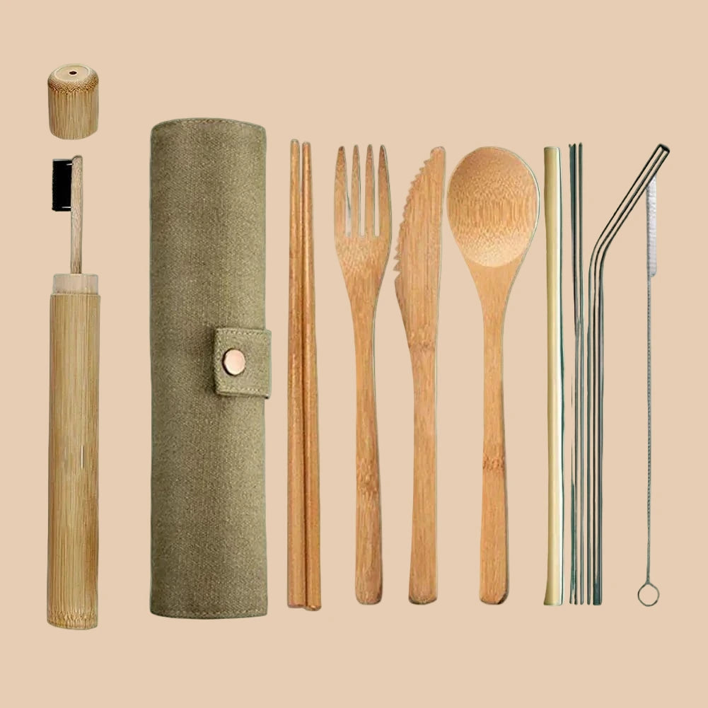 Bamboo Cutlery Set - Japanese Style Dining Utensils - mosswell.us