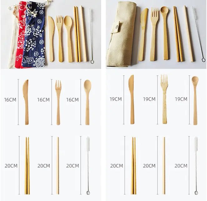 Bamboo Cutlery Set - Japanese Style Dining Utensils - mosswell.us