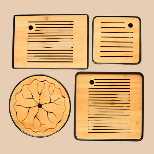 Bamboo Melamine Tea Tray for Japanese Kung Fu Tea Set