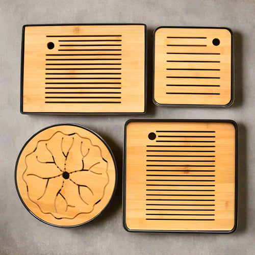 Bamboo Melamine Tea Tray for Japanese Kung Fu Tea Set - mosswell.us