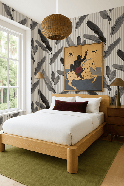 Banana Cabana Wallpaper, black and white - mosswell.us