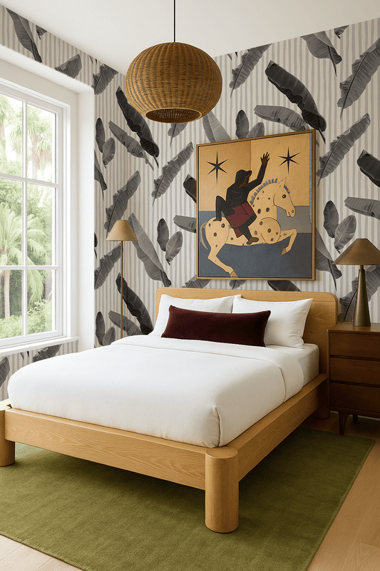 Banana Cabana Wallpaper, black and white - mosswell.us