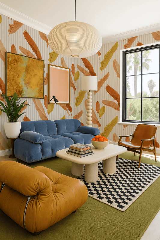 Banana Cabana Wallpaper, rust and mustard - mosswell.us