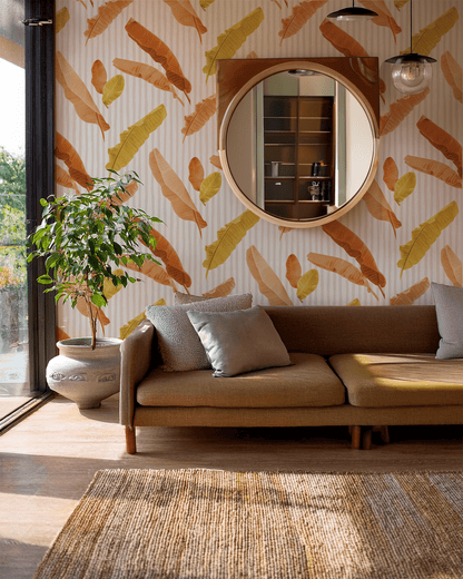 Banana Cabana Wallpaper, rust and mustard - mosswell.us