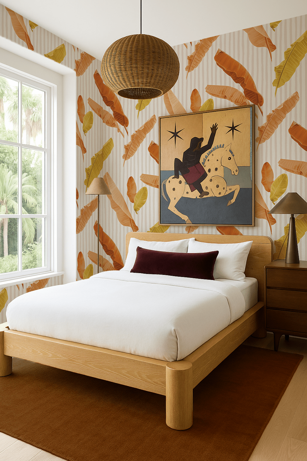 Banana Cabana Wallpaper, rust and mustard - mosswell.us