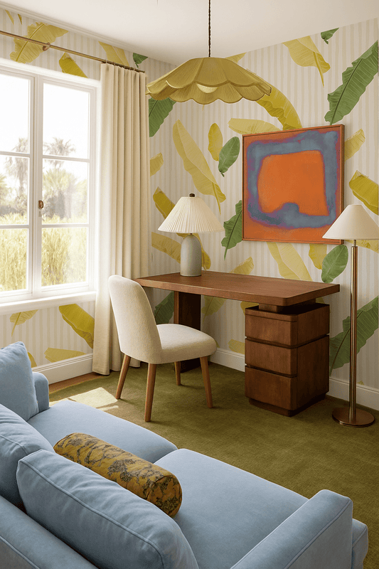Banana Cabana Wallpaper, yellow and green - mosswell.us