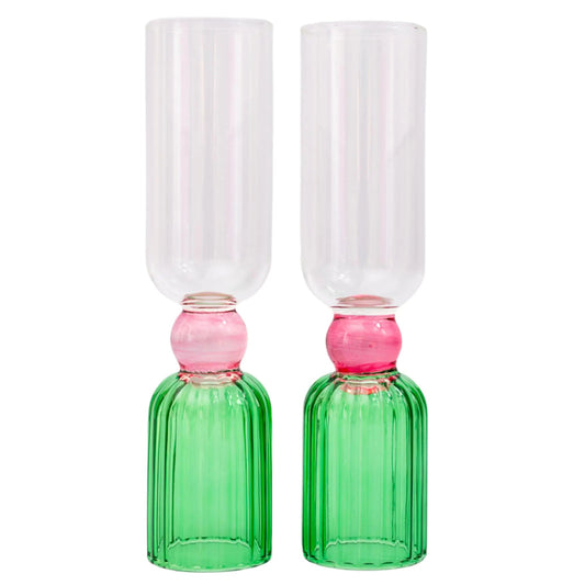 ban.do Bar Glass Set of 2 6.6oz Cute Cocktail Glasses for Adults Unique Cocktail Wine & Champagne Glasses Aesthetic Glassware for Bar Cart (Green) - mosswell.us