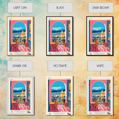 Bar Montenegro Travel Poster Framed Canvas Print, Midcentury Modern Art, Pop Art Wall Decor, Home Decor, Vacation Gift, Living Room Art - mosswell.us