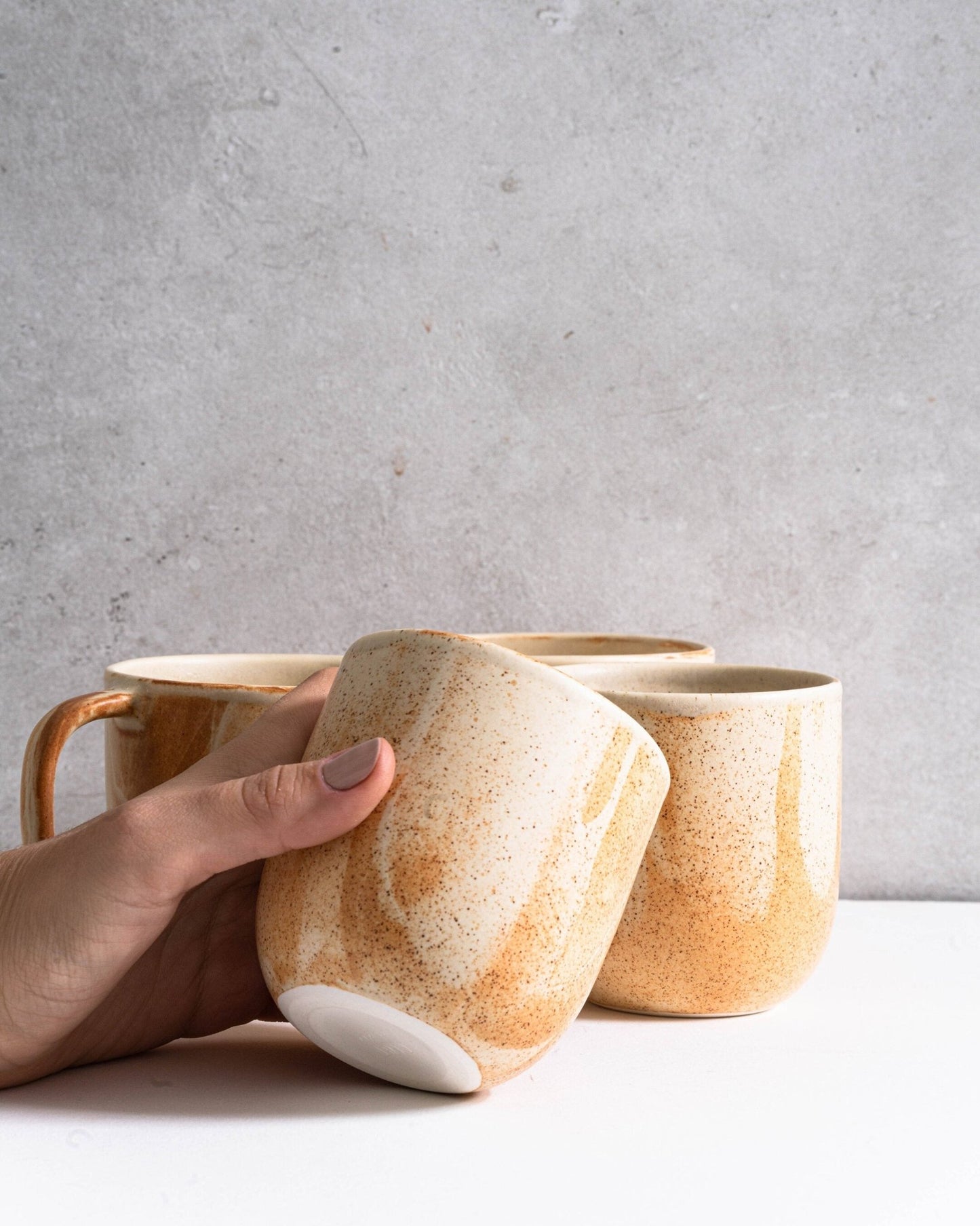 Beige Stoneware Coffee Tumbler - mosswell.us