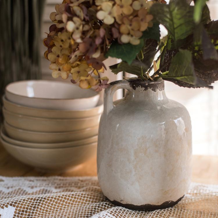 Binglie Glazed Pottery Vase with Single Handle - mosswell.us
