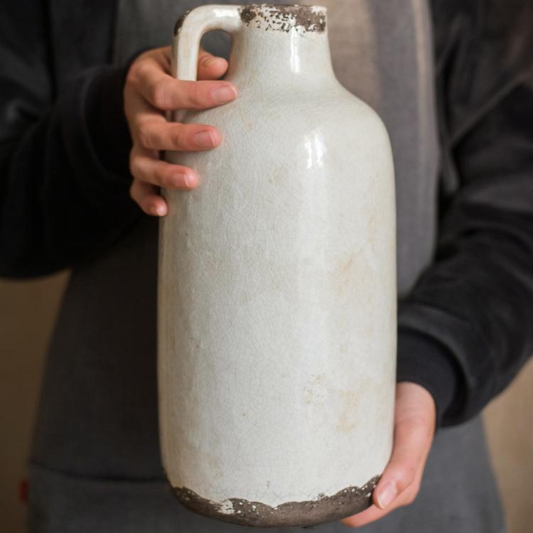 Binglie Glazed Pottery Vase with Single Handle - mosswell.us