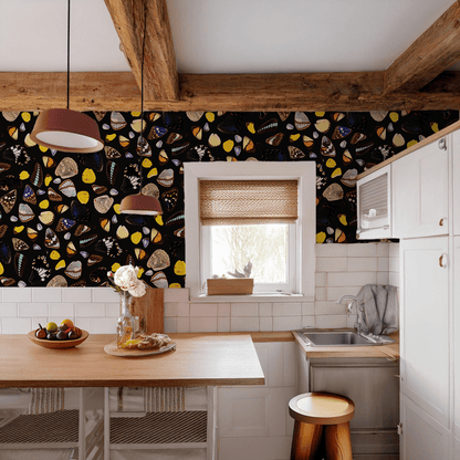 Butterfly Terrazzo Wallpaper, black - mosswell.us