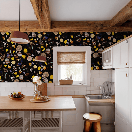 Butterfly Terrazzo Wallpaper, black - mosswell.us