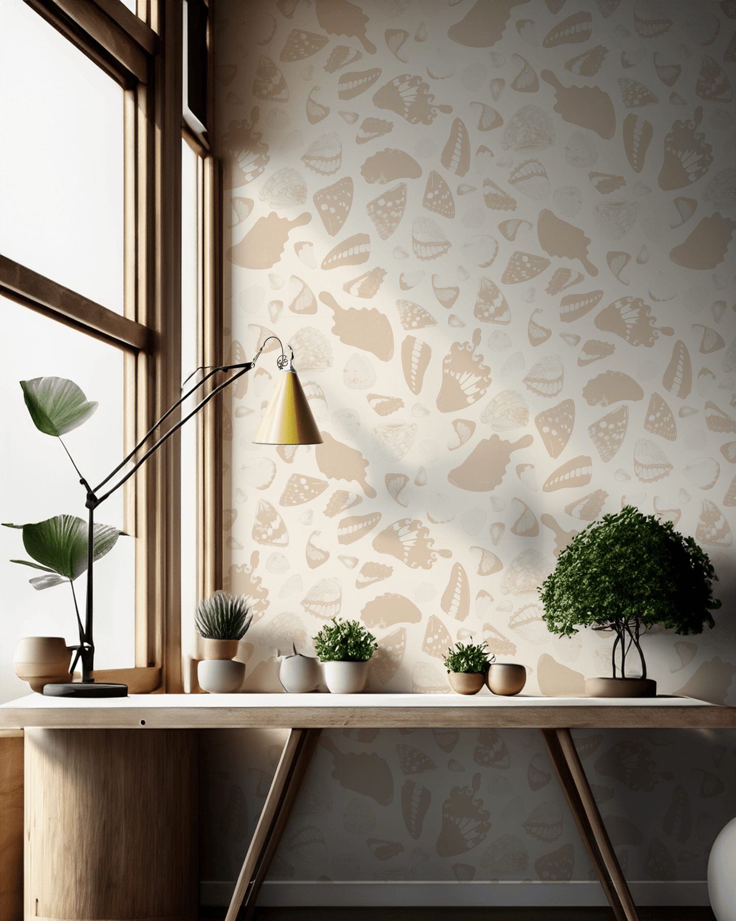 Butterfly Terrazzo Wallpaper, white and peach - mosswell.us