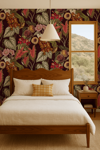 Cali Tropicale Wallpaper, eggplant - mosswell.us