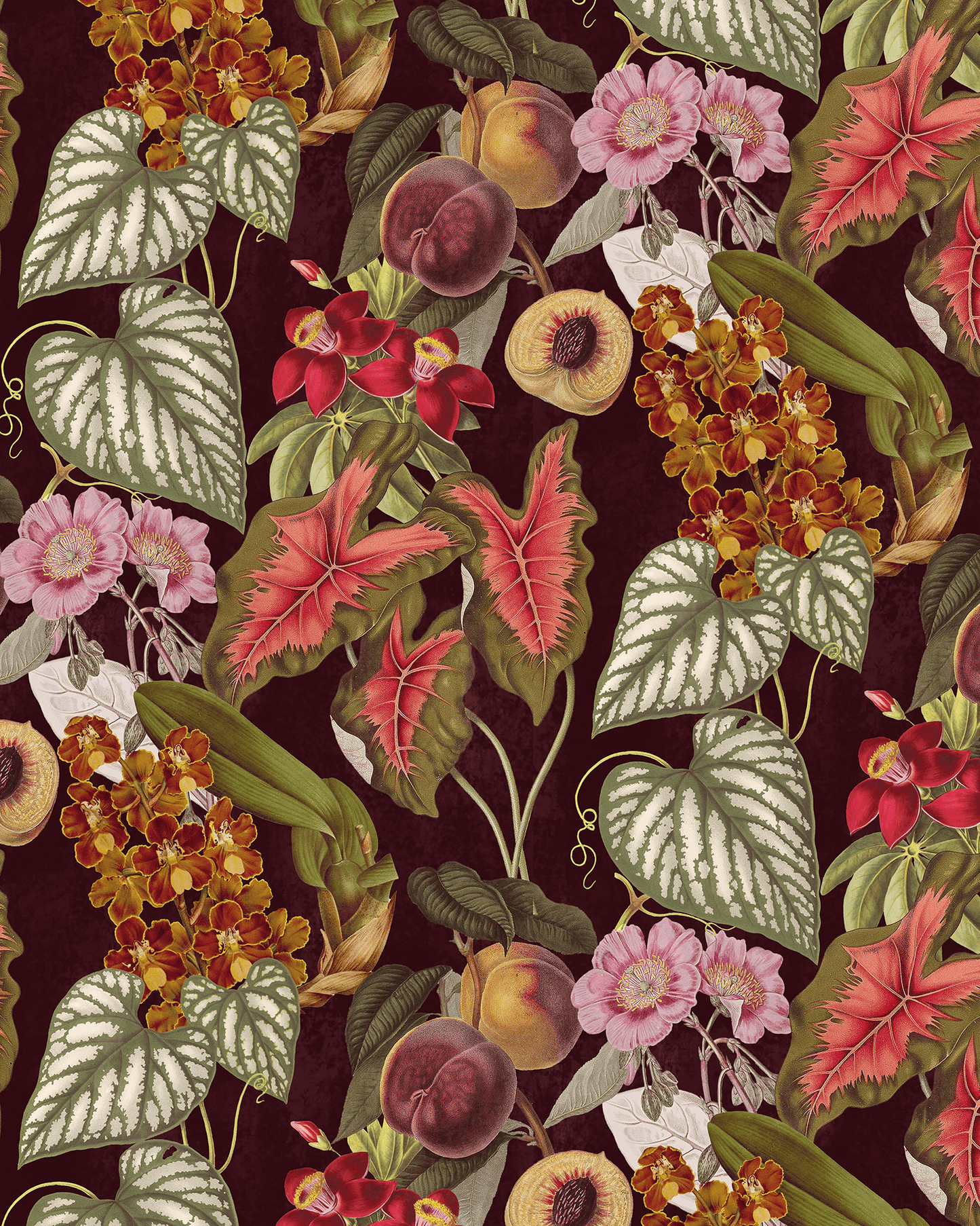 Cali Tropicale Wallpaper, eggplant - mosswell.us