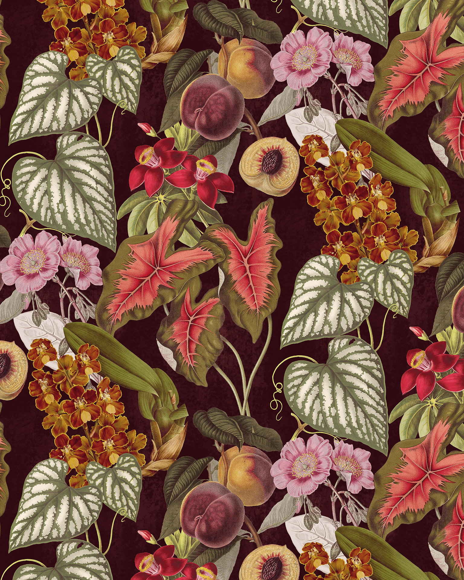 Cali Tropicale Wallpaper, eggplant - mosswell.us