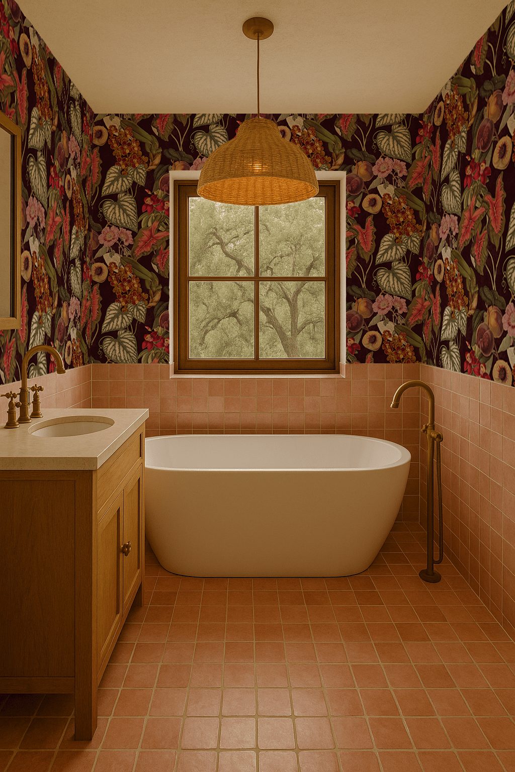 Cali Tropicale Wallpaper, eggplant - mosswell.us