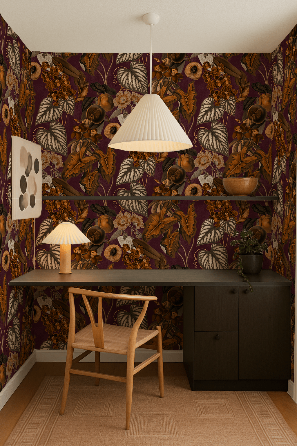 Cali Tropicale Wallpaper, eggplant and toffee - mosswell.us