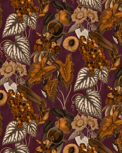 Cali Tropicale Wallpaper, eggplant and toffee - mosswell.us