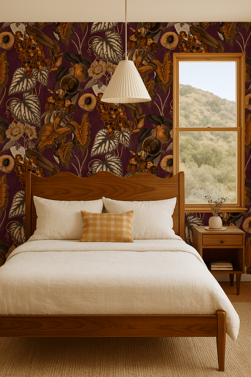 Cali Tropicale Wallpaper, eggplant and toffee - mosswell.us