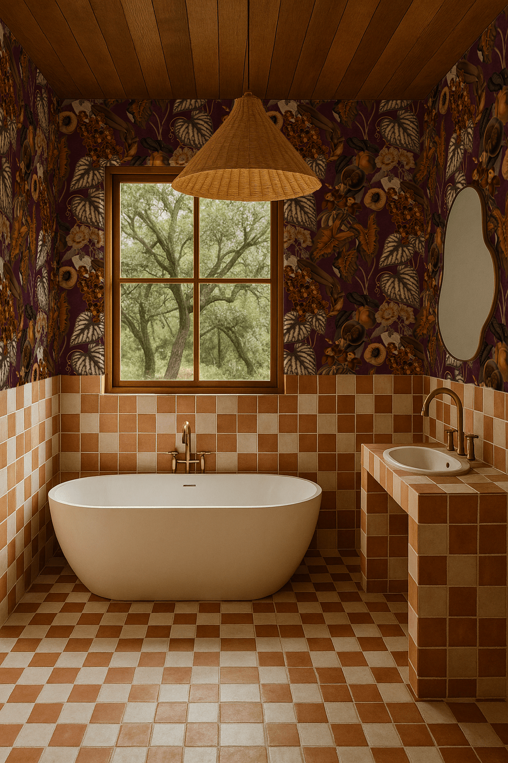 Cali Tropicale Wallpaper, eggplant and toffee - mosswell.us