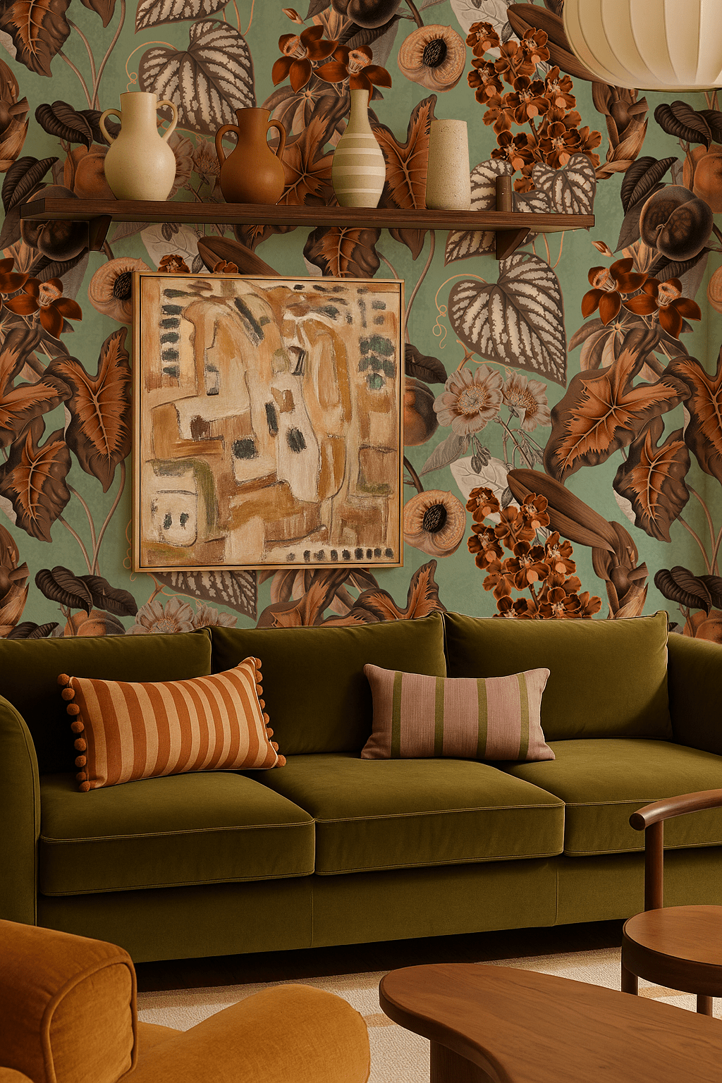 Cali Tropicale Wallpaper, mint and rust - mosswell.us