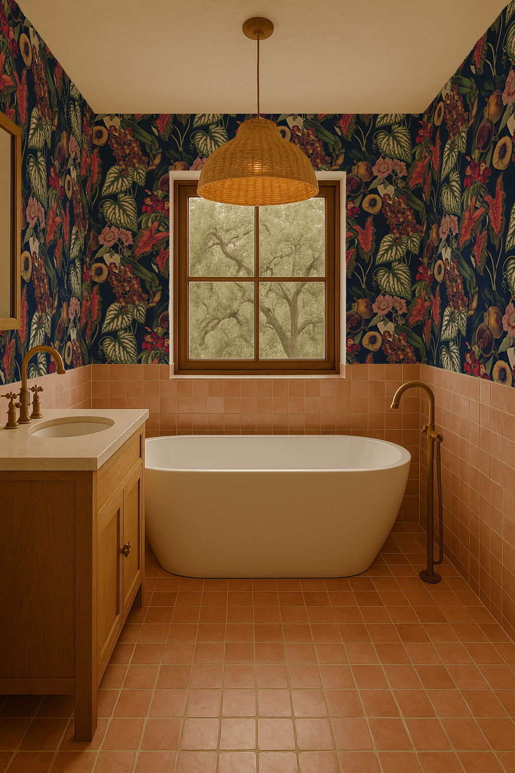 Cali Tropicale Wallpaper, navy - mosswell.us
