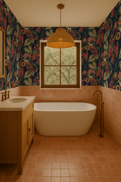 Cali Tropicale Wallpaper, navy - mosswell.us