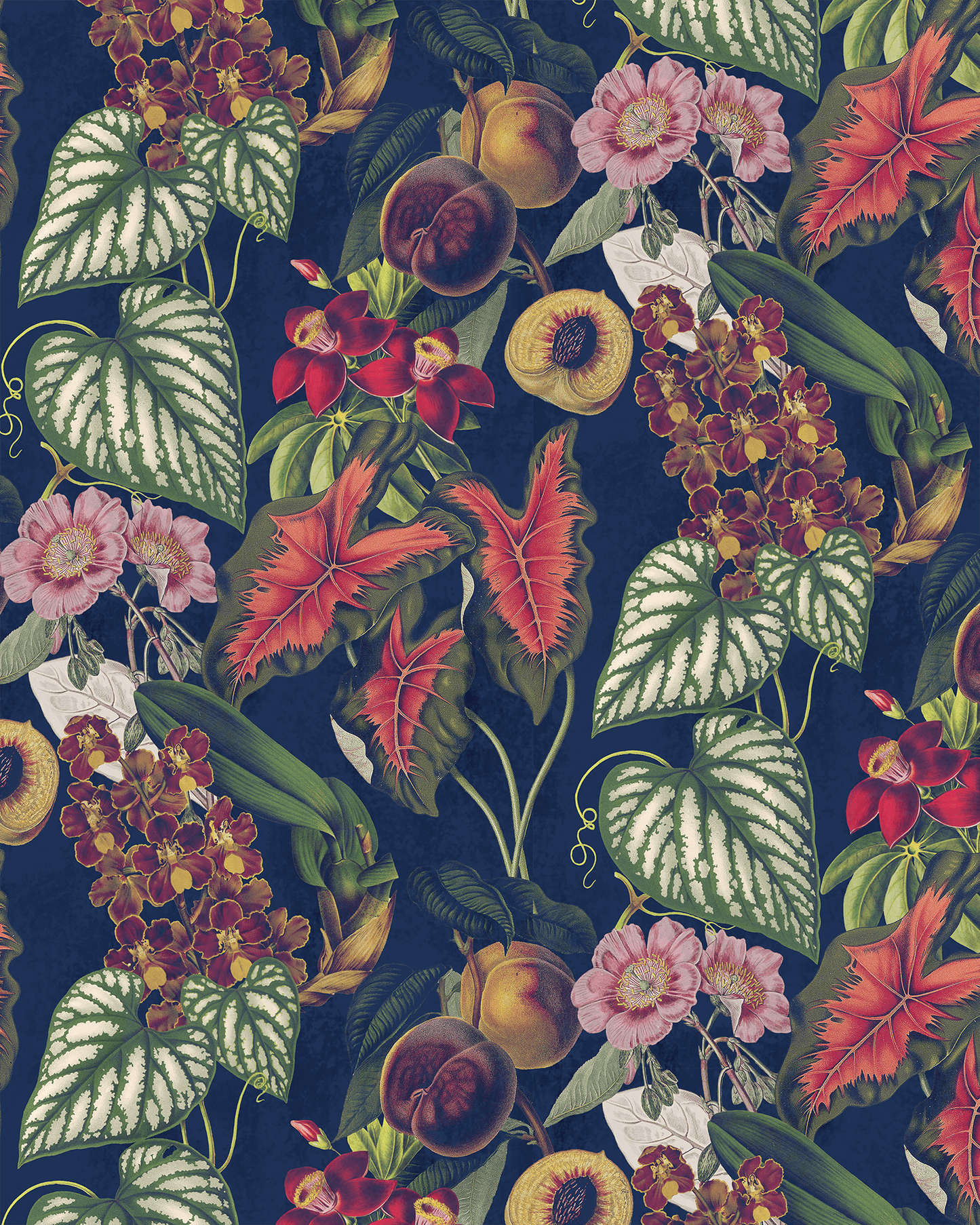 Cali Tropicale Wallpaper, navy - mosswell.us