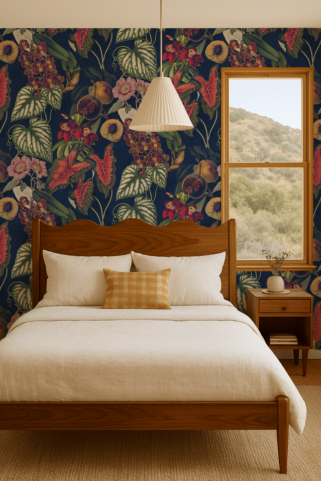 Cali Tropicale Wallpaper, navy - mosswell.us