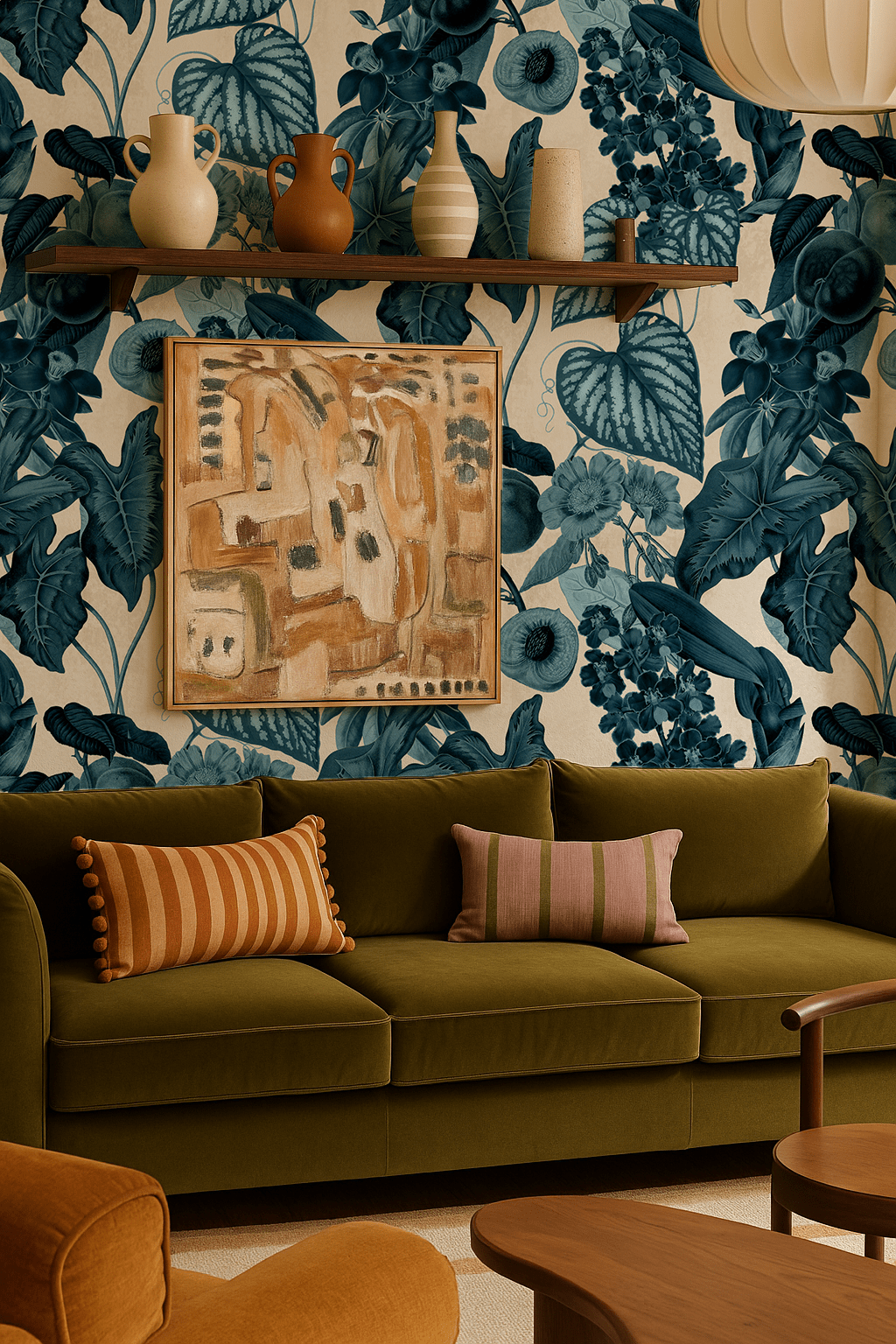 Cali Tropicale Wallpaper, off - white and blue - mosswell.us