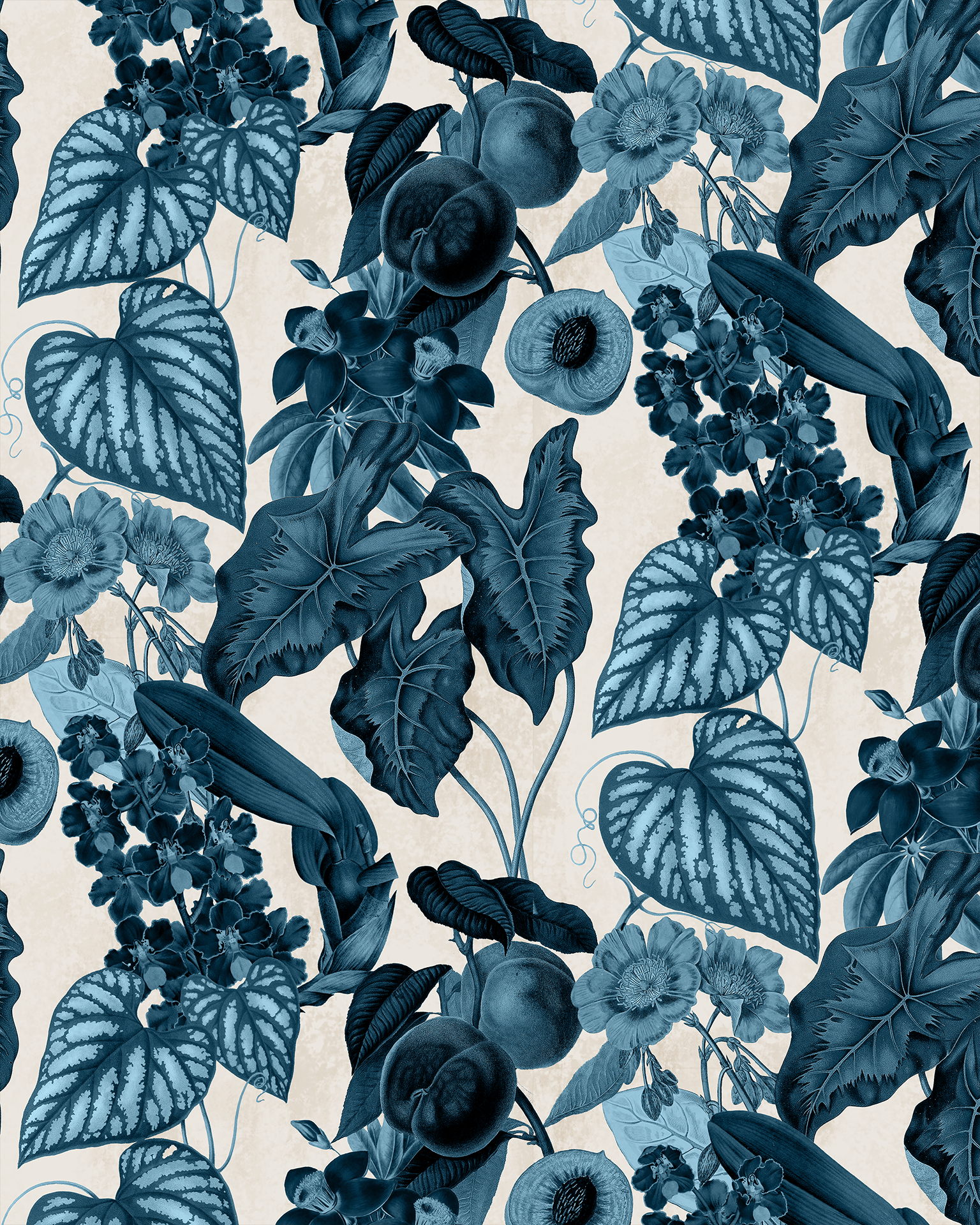 Cali Tropicale Wallpaper, off - white and blue - mosswell.us