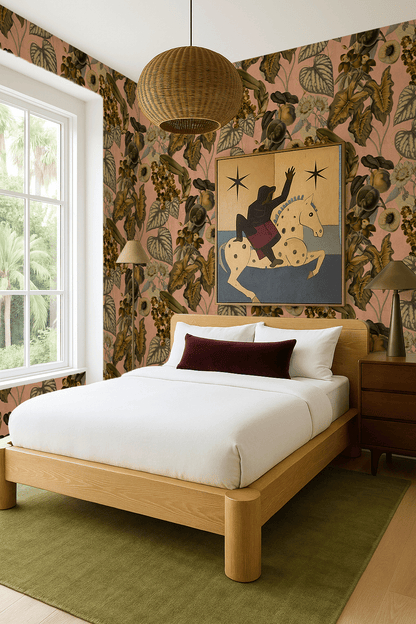 Cali Tropicale Wallpaper, peach and yellow - mosswell.us
