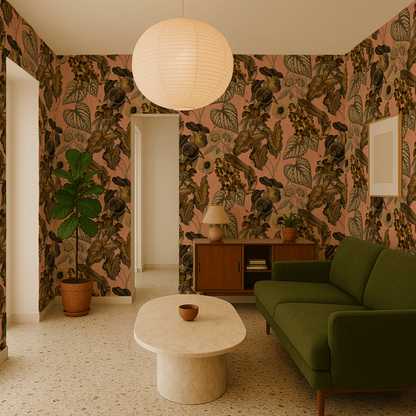 Cali Tropicale Wallpaper, peach and yellow - mosswell.us